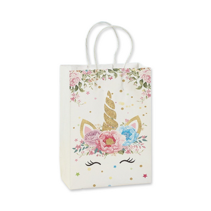 SET of 10 White Unicorn bag with handles
