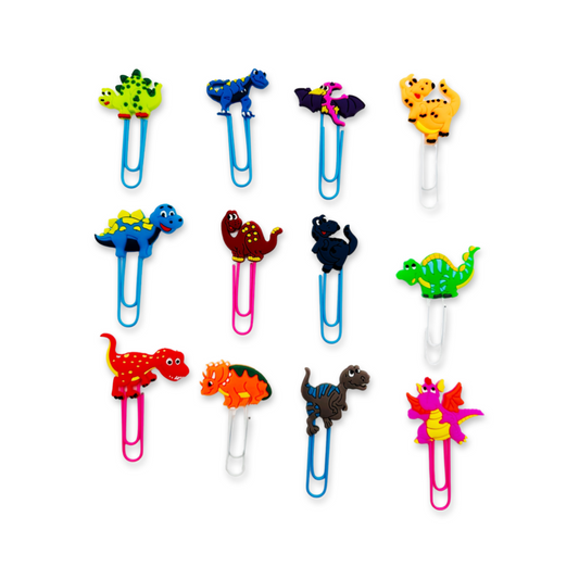 SET of 10 Dinosaur paper clips