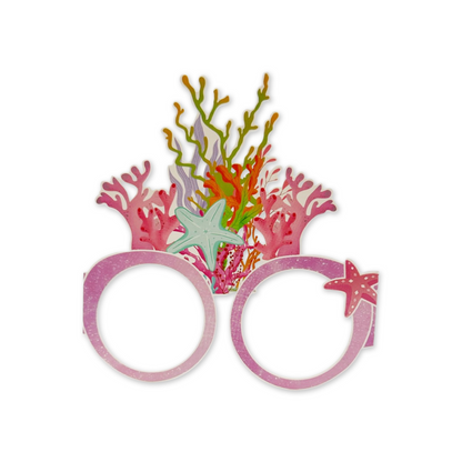 mermaid-themed paper glasses on a white background