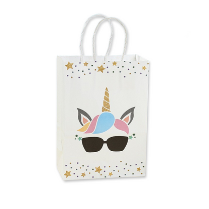 SET of 10 White Unicorn bag with handles