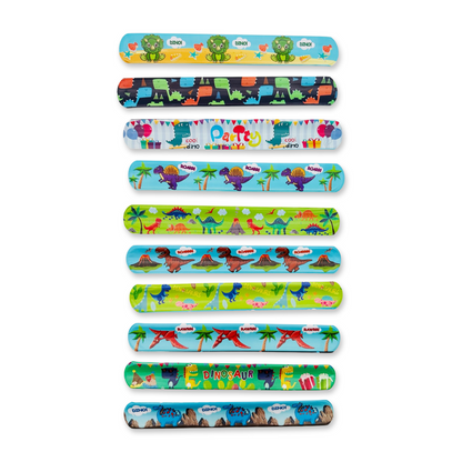 SET of 10 Dinosaur slap bracelets