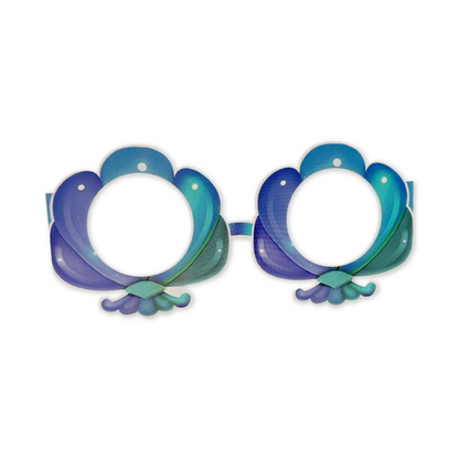 mermaid-themed paper glasses on a white background