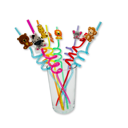 Set of 5 Jungle Animals Drinking Straws