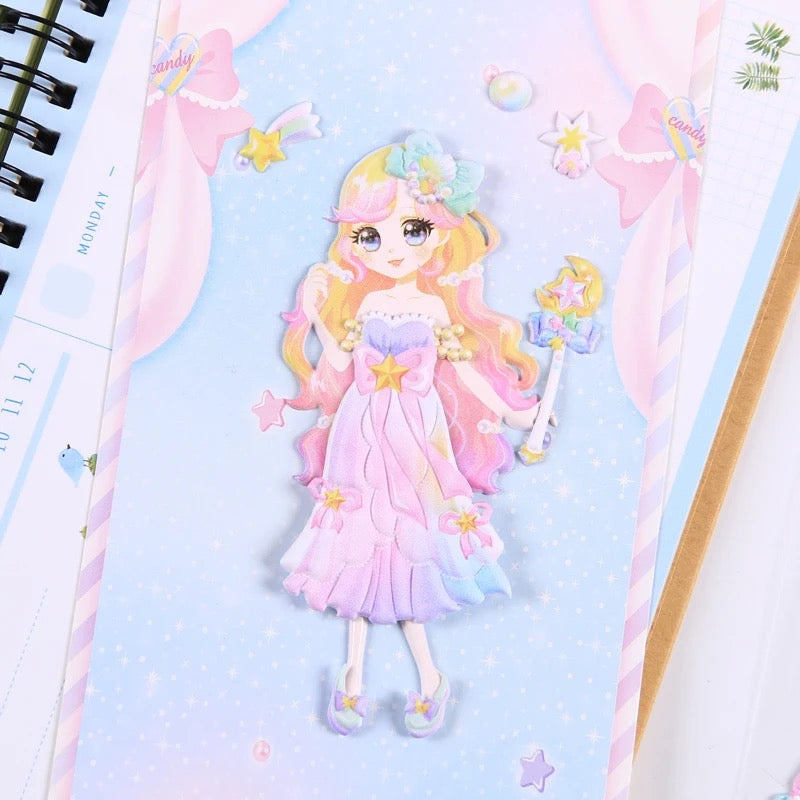 SET of 4 Princess Dress Up Stickers