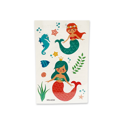 SET of 4 Mermaid Temporary Tattoo