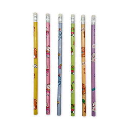 Box of 6 kawaii animals pencils