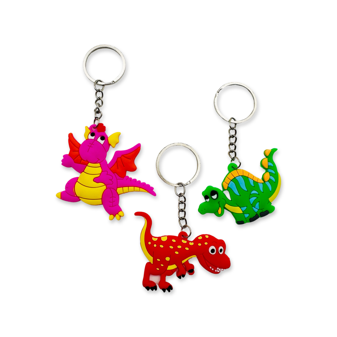 SET of 10 Dinosaur Keychain