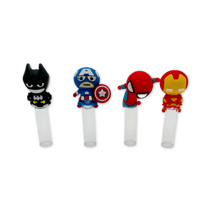 A set multi-point pencils, each with a different superhero figure on the top. 