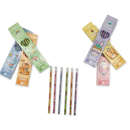 Box of 6 kawaii animals pencils