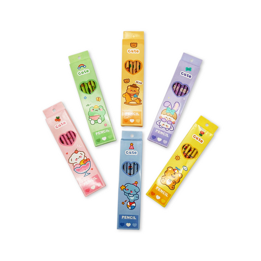 Box of 6 kawaii animals pencils