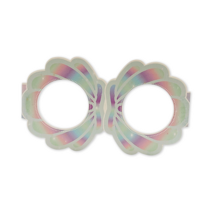 mermaid-themed paper glasses on a white background